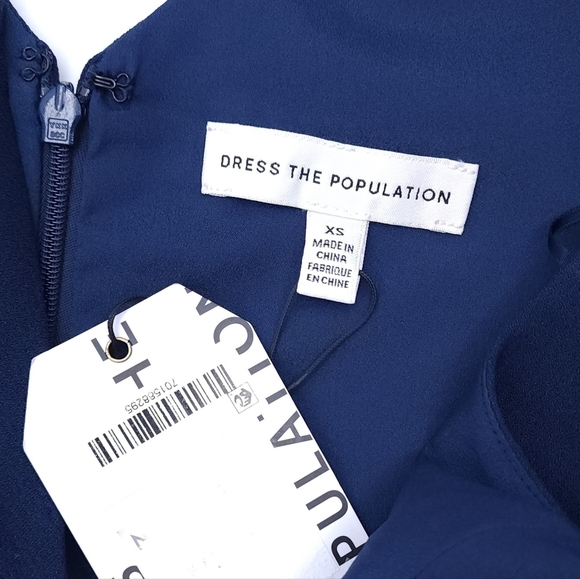 NWT Dress The Population Navy Blue Sam Ruched V Neck Jumpsuit Size XS - Picture 7 of 11